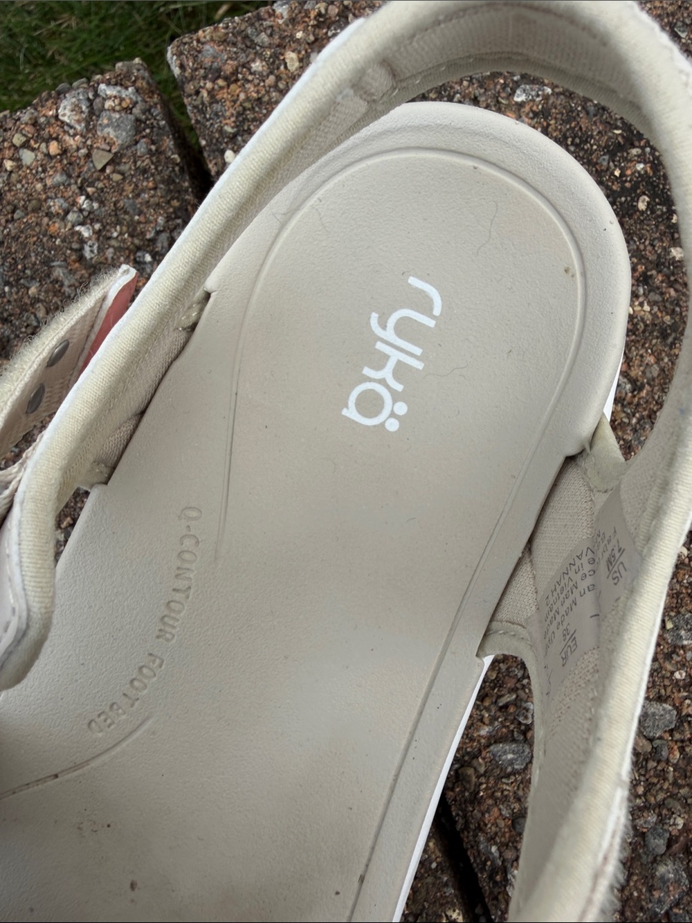 Ryka Cream White Sandals with Pink Accent - Picture 2 of 7